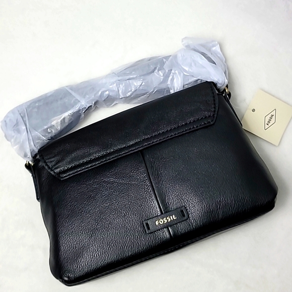 Fossil Gabriella Black Leather Small Flap Crossbody Bag - Picture 4 of 6